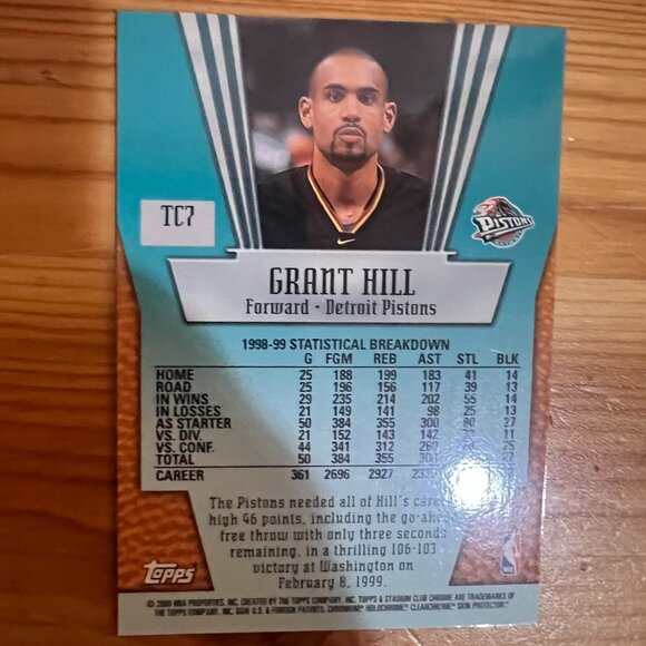 1999-00 Topps Stadium Club Chrome True Colors Grant Hill #TC7 - Picture 2 of 2